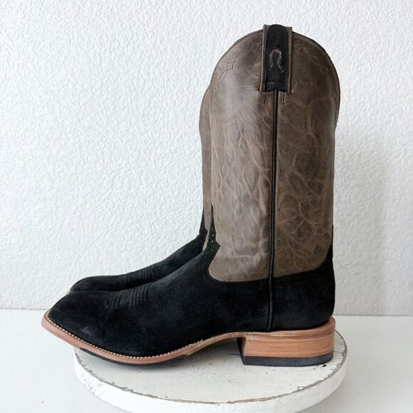 Rod Patrick Mens Cowboy Boots 12.5 D Black Pig Suede Leather Western Square Toe - Picture 5 of 12